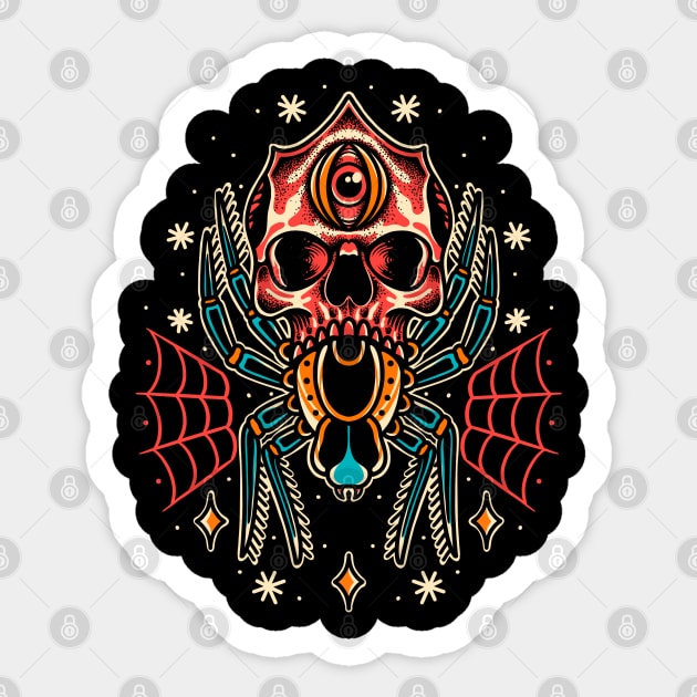 Spider Skull Sticker by ILLUSTRA.13